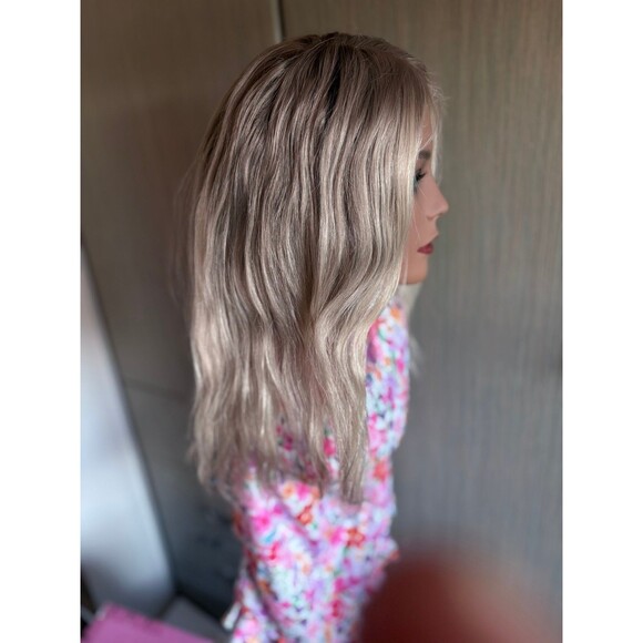100% Brazilian Remi Human hair Lace front Wig Rooted Cool Blond